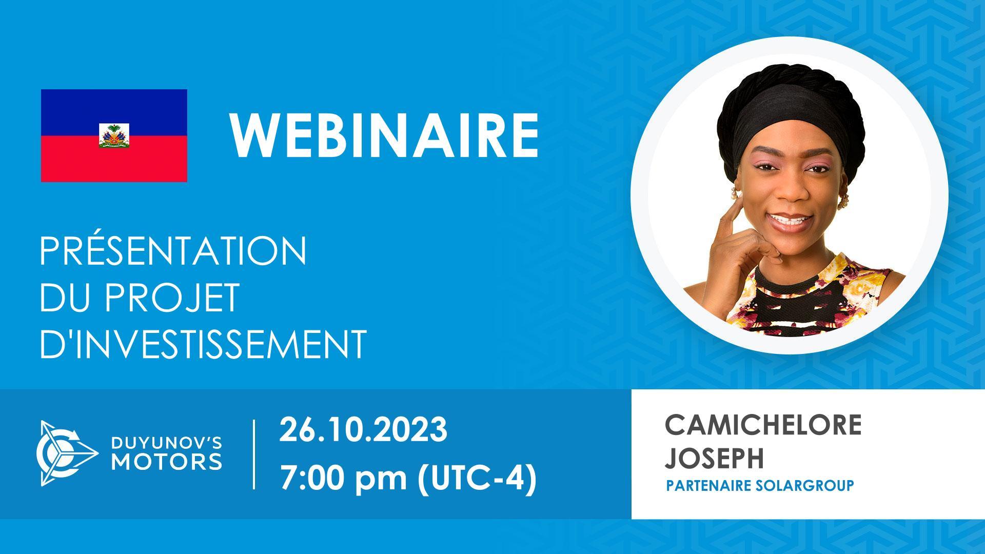 Haiti. Présentation du projet d'investissement des "Moteurs Duyunov"