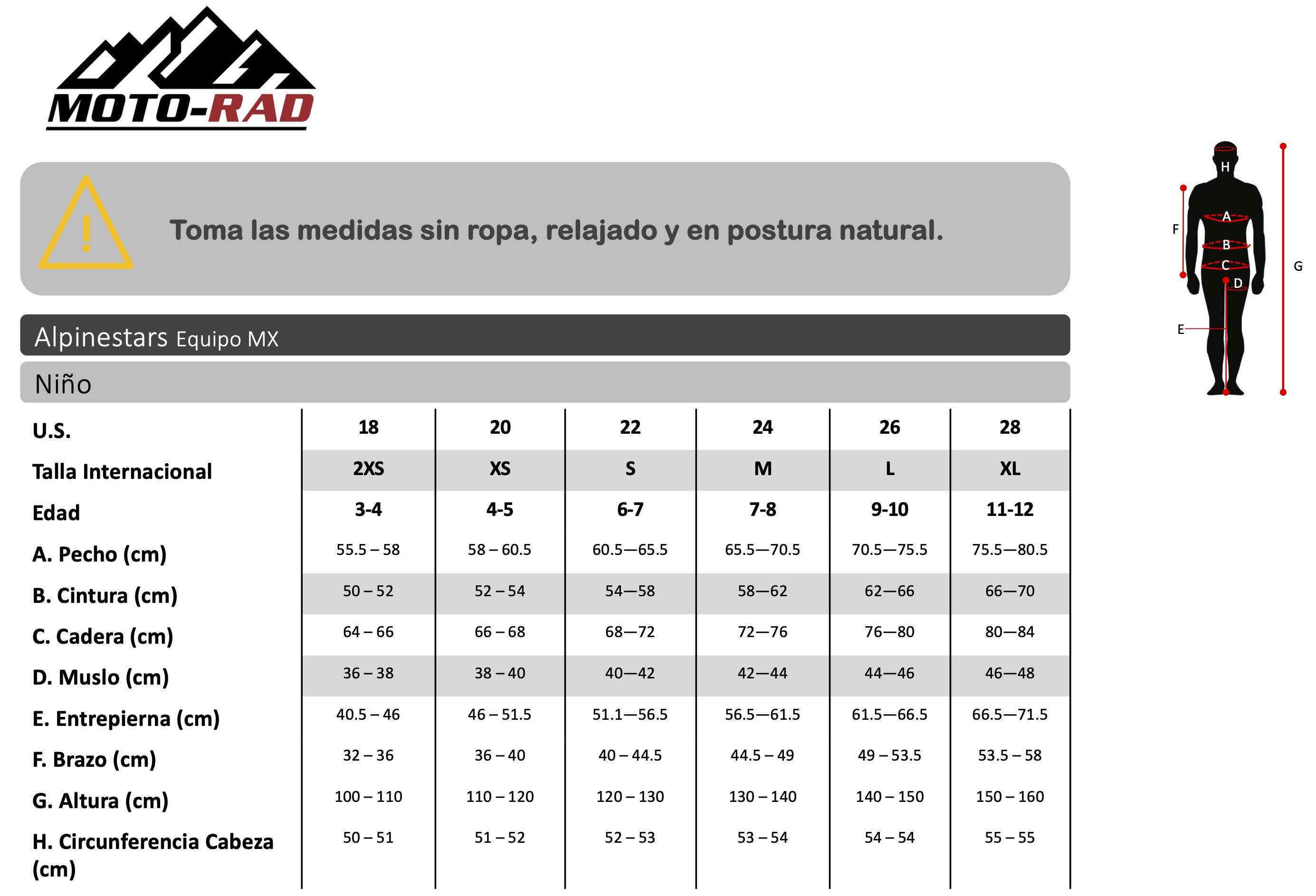 Guia de Tallas Jersey y Pantalon