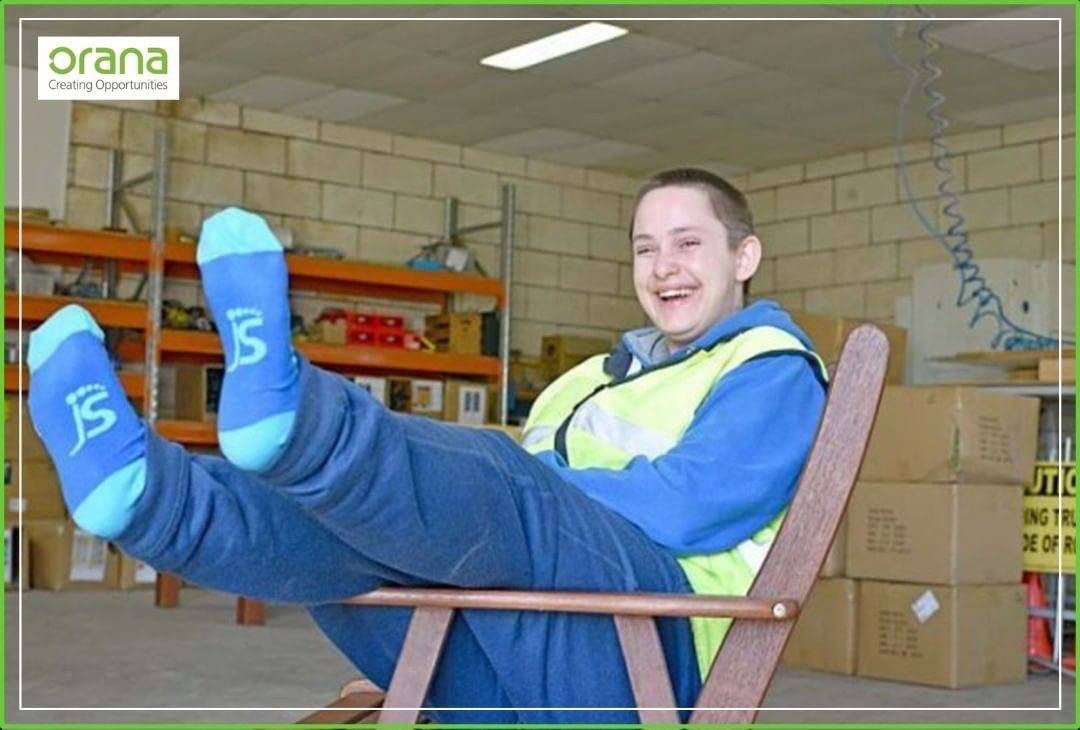 Orana employee picture wearing Jolly Soles socks