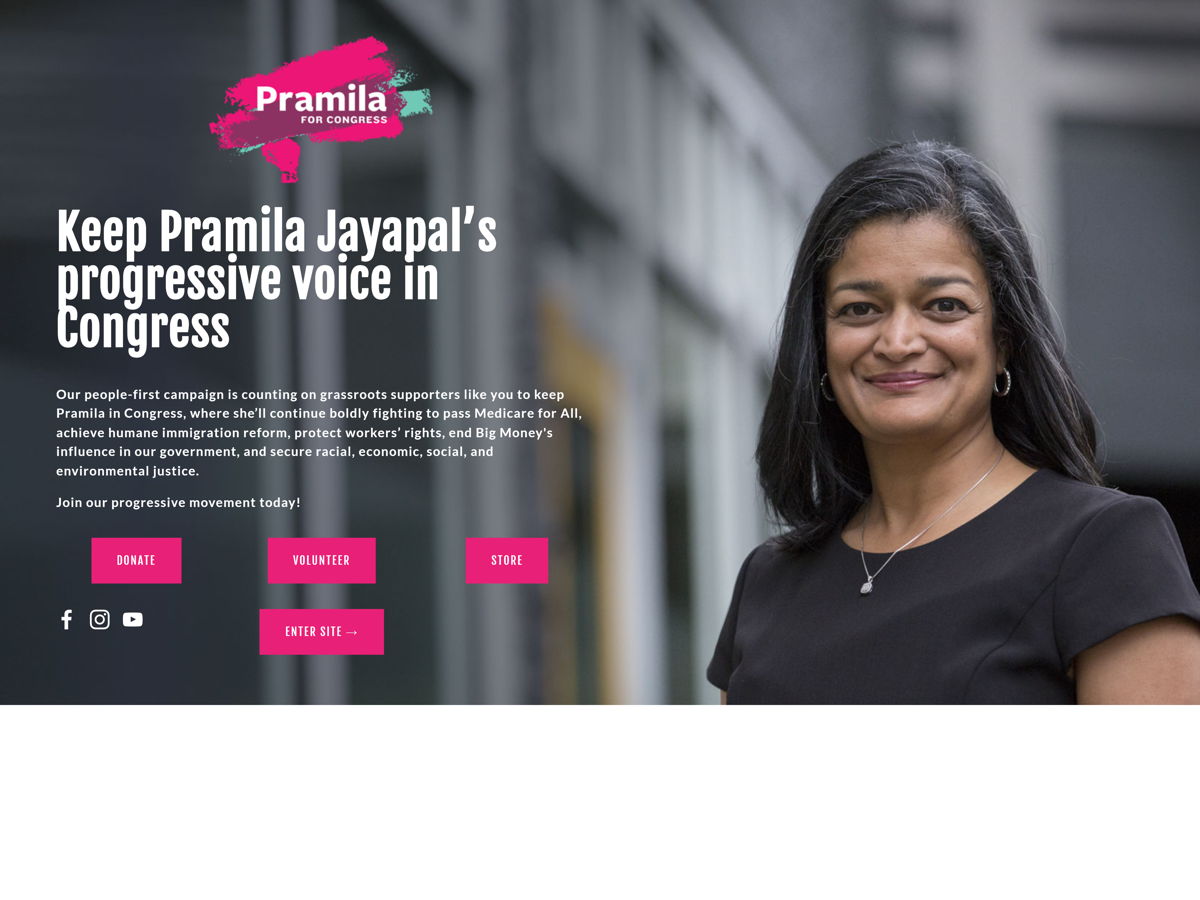 Screenshot of Pramila Jayapal, from the politician websites collection.