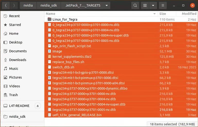 BSP files moved in target HW image folder