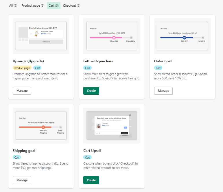 Some popular Shopify cart upsell strategies