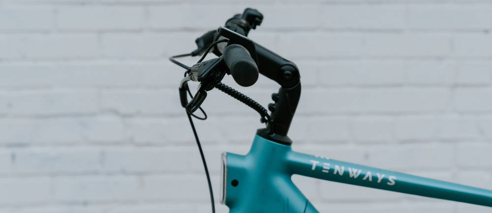 Close up of Tenways electric bike handlebars