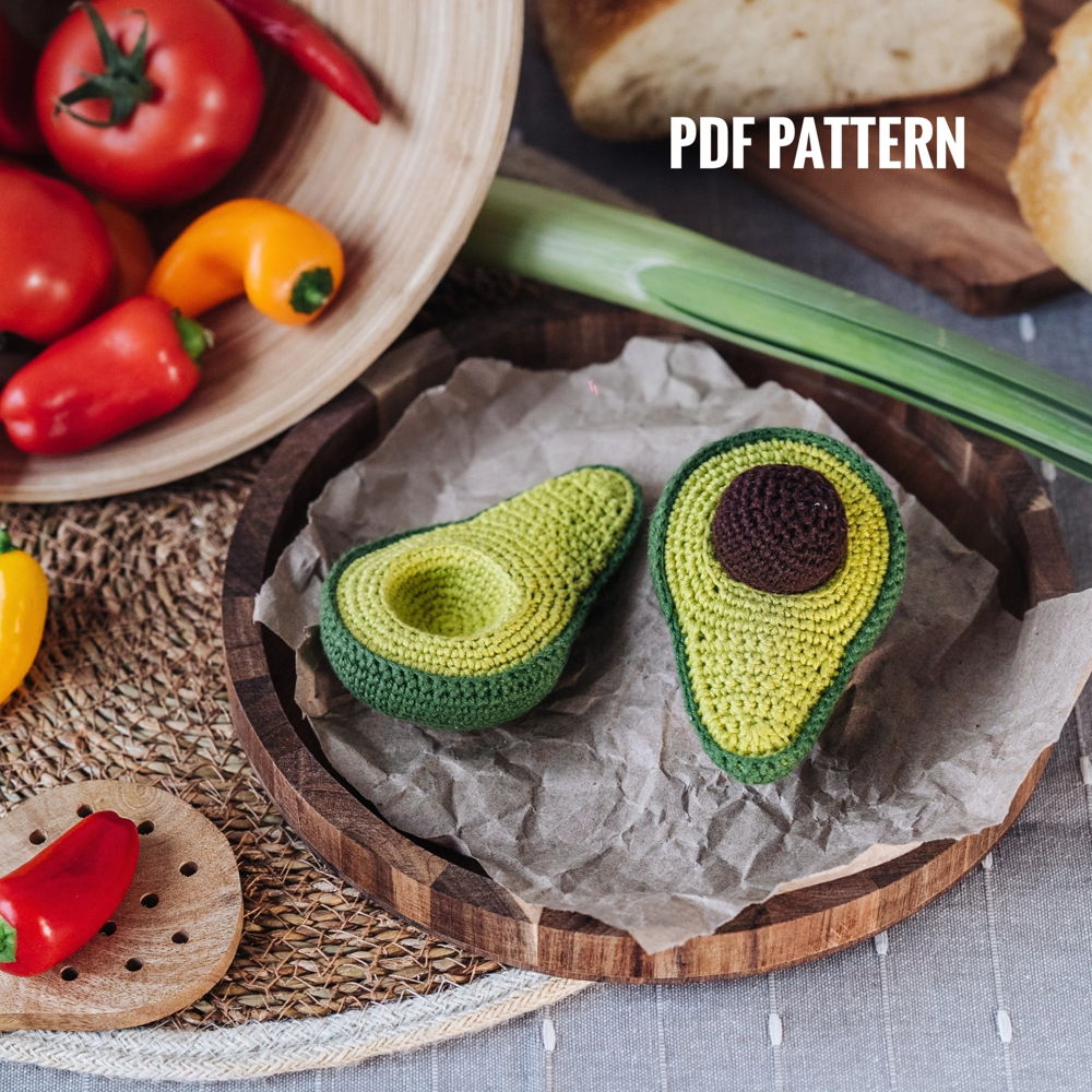 AVOCADO crochet pattern PDF - Amigurumi Toy Crochet Play Food Soft Toy Pattern Vegetables Food Pattern Easy Crochet Pattern Tutorial