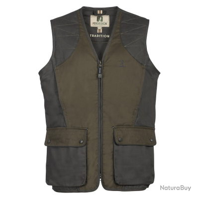 Gilet de chasse Percussion Tradition Marron Logo Percussion sans cartouchières - Gilets de Chasse (1