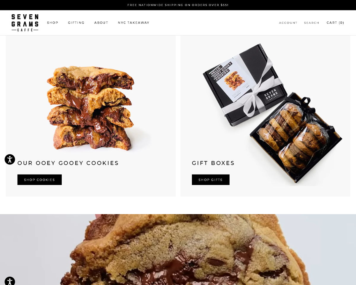Screenshot of Seven Grams Caffé , from the white websites collection.