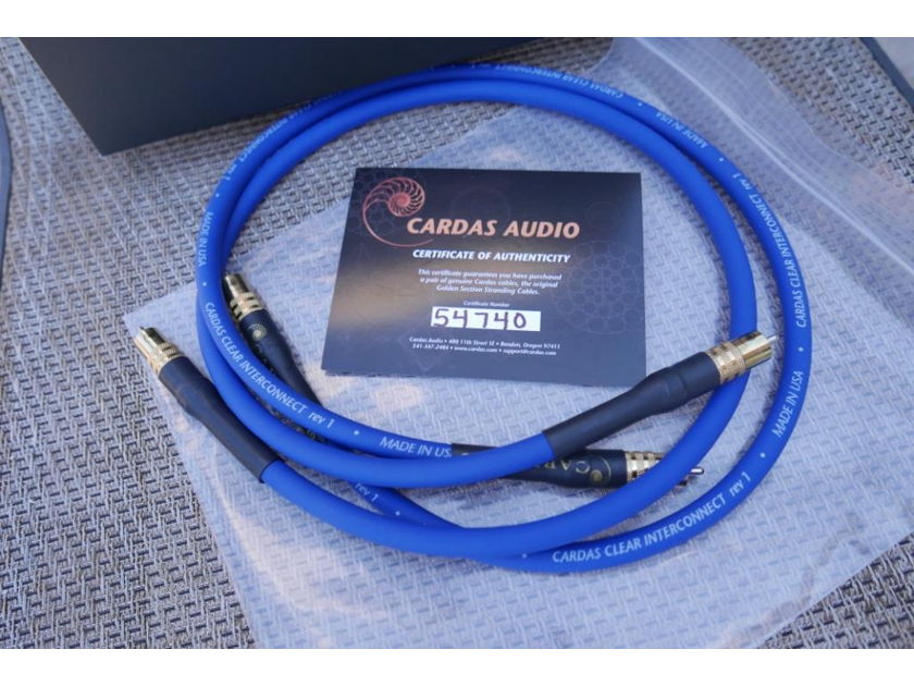 Cardas Audio Clear Rev 1 RCA Interconnects 1m Cardas Authenticated