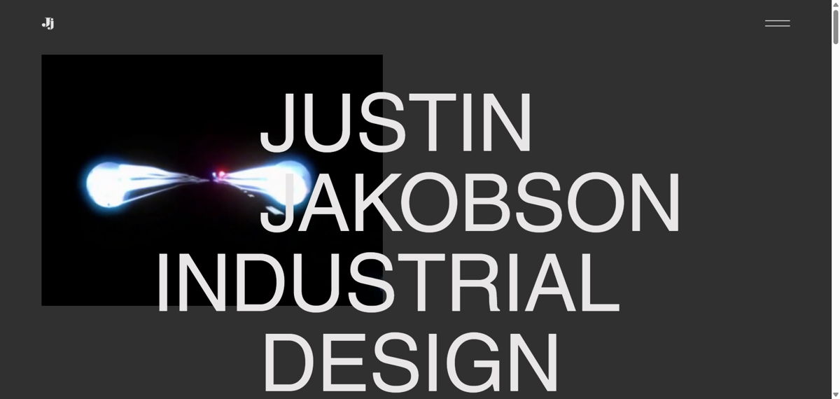 Screenshot of Justin Jakobson, from the industrial design portfolios collection.