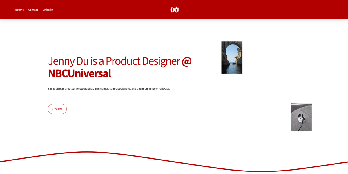 Screenshot of Jenny Du, from the product designer portfolios collection.