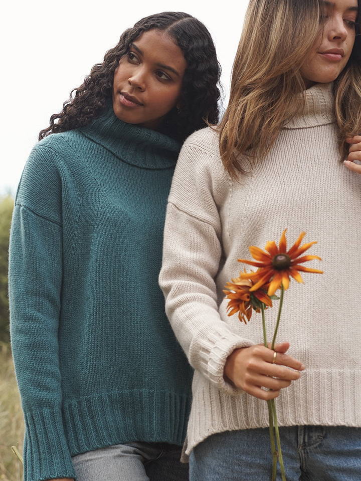 female models wearing a cashmere sweater