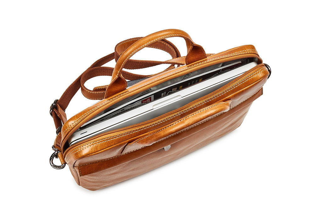 Quality Full Grain Leather Laptop Shoulder Bag - Image 16