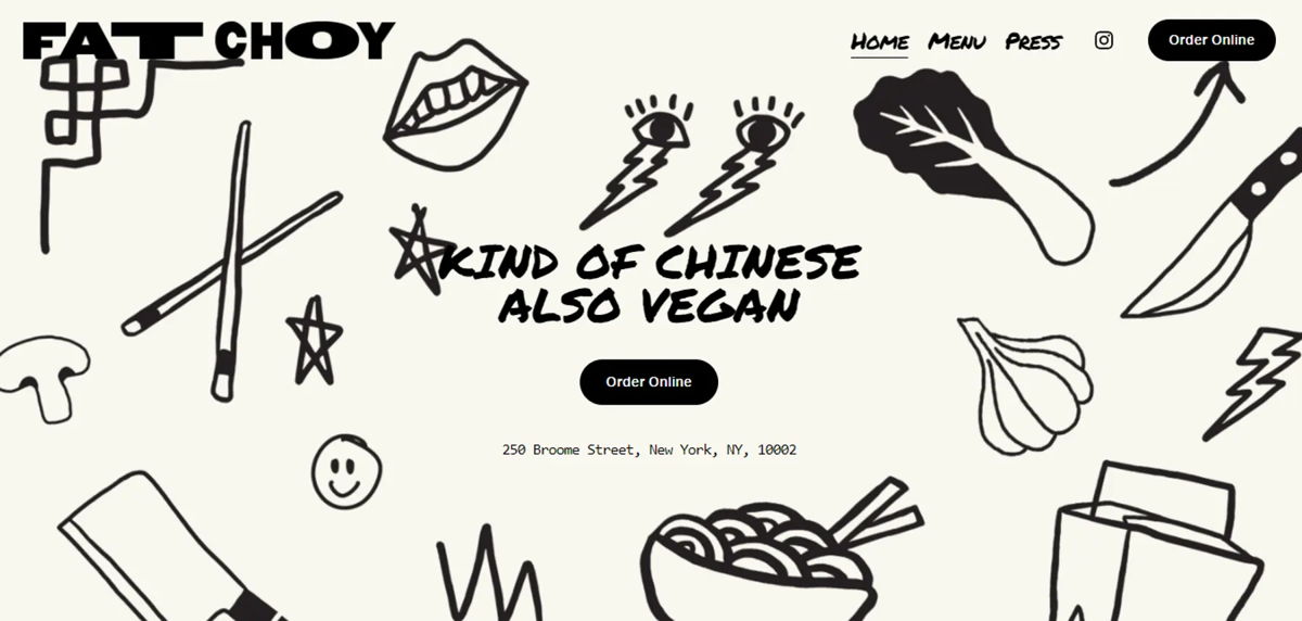 Screenshot of Fat Choy, from the simple & minimal websites collection.