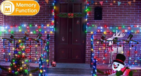 Ollny's 400 leds clear cable multicolor Christmas lights with 4 brightness levels