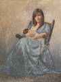 A mother in a rocking chair holding an infant.