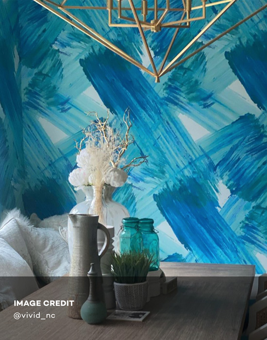 Blue & White Contemporary Abstract Bold Wallpaper customer install