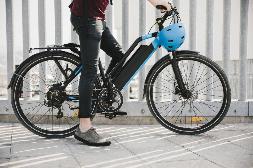 Woman riding an electric bike