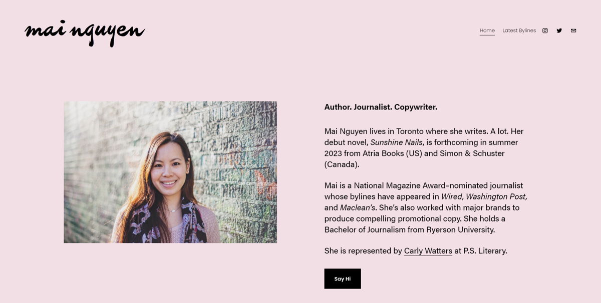 Screenshot of Mai Nguyen, from the copywriting portfolios collection.