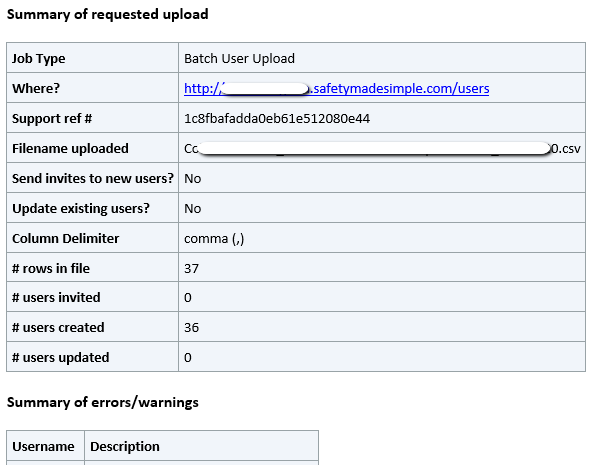 Upload users by batch CSV file