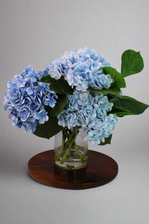 Blue Real Touch Hydrangeas Arranged in Water - Realistic Artificial Flowers - Image 2
