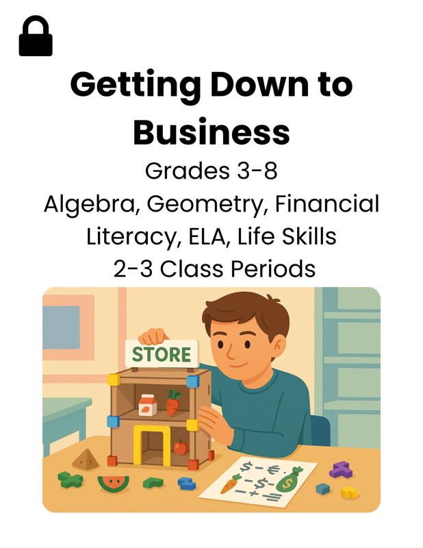 Image of a boy building a cardboard mini store as part of a 3DuxDesign STEM and financial literacy lesson, using hands-on modeling to explore math early learning entrepreneurship and real-world problem-solving. Ideal for school children learning algebra geometry budgeting and life skills through project-based learning.