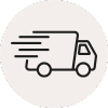 Delivery truck icon on a linen coloured circle
