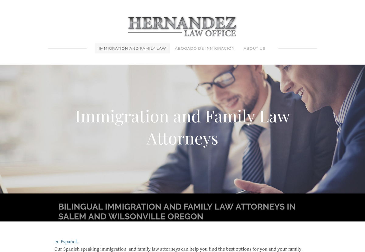 Screenshot of Hernandez Law Office, from the lawyer websites collection.