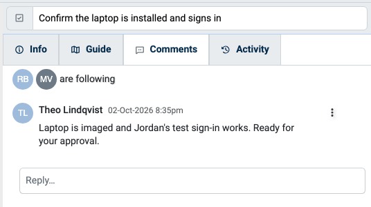 Comment Thread on a Task