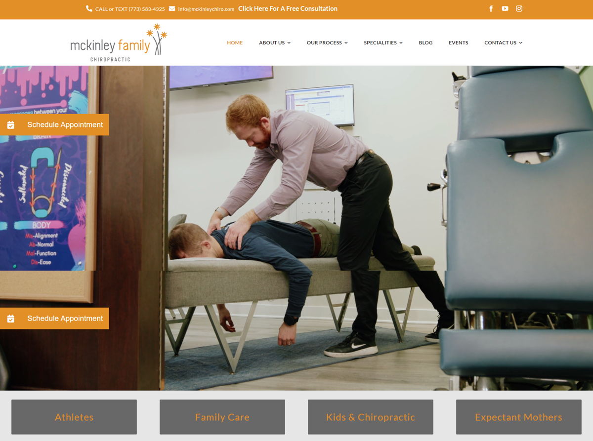 Screenshot of McKinley Family Chiropractic, from the chiropractor websites collection.