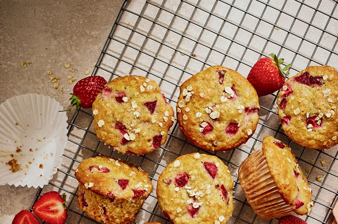 Muffins à l’avoine et aux fraises
