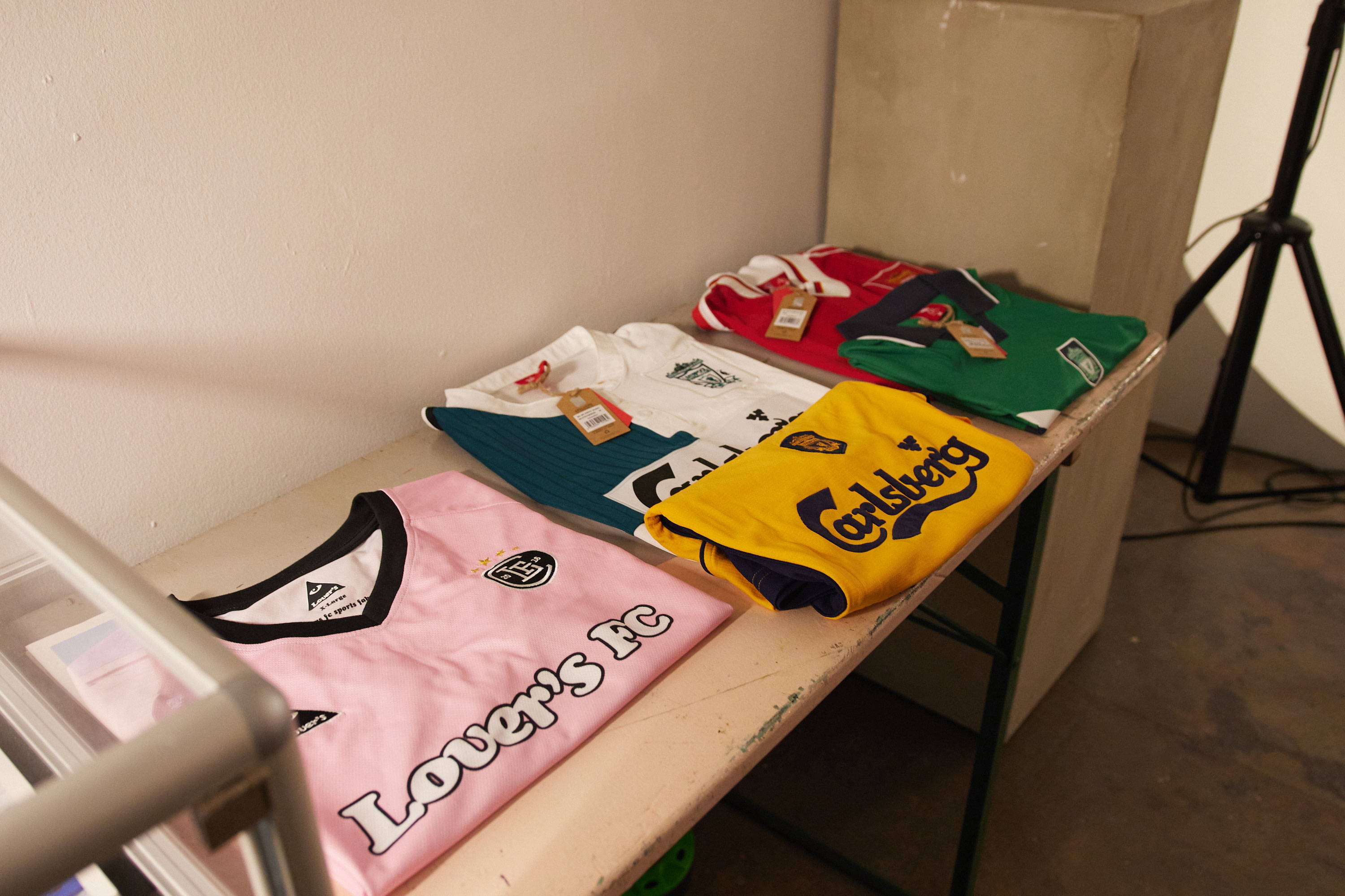 Lovers FC and Carlsberg shirts on display at our Fashion and Football exhibition