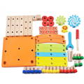 Screws, tools and parts for a Montessori wooden Fun chair. 