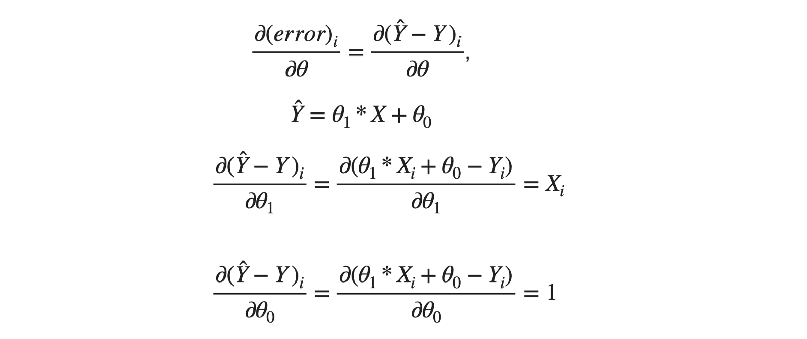 Simplification of the partial derivative term present in Gradient descent formula