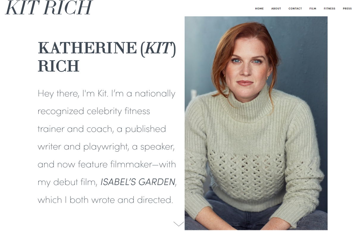 Screenshot of Kit Rich, from the personal trainer websites collection.