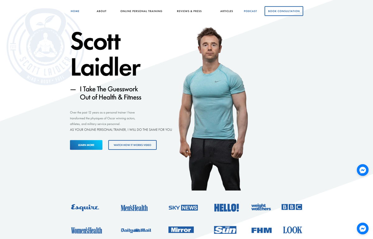 Screenshot of Scott Laidler, from the personal trainer websites collection.