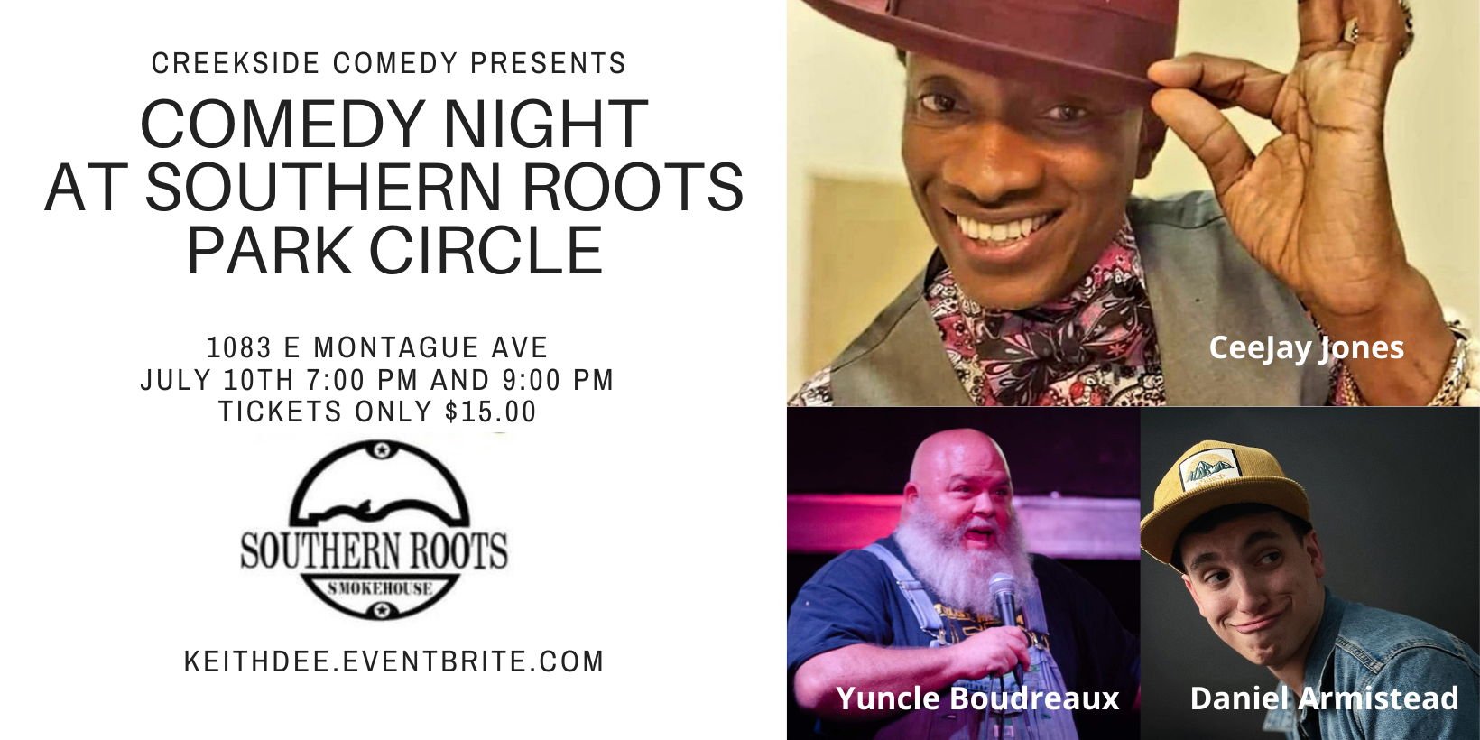 Comedy Night at Southern Roots Park Circle with Cee-Jay Jones and Yuncle Boudreaux promotional image