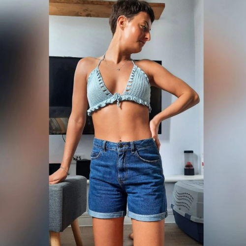 Haakpatroon: Bikinitop met ruches aan de zoom