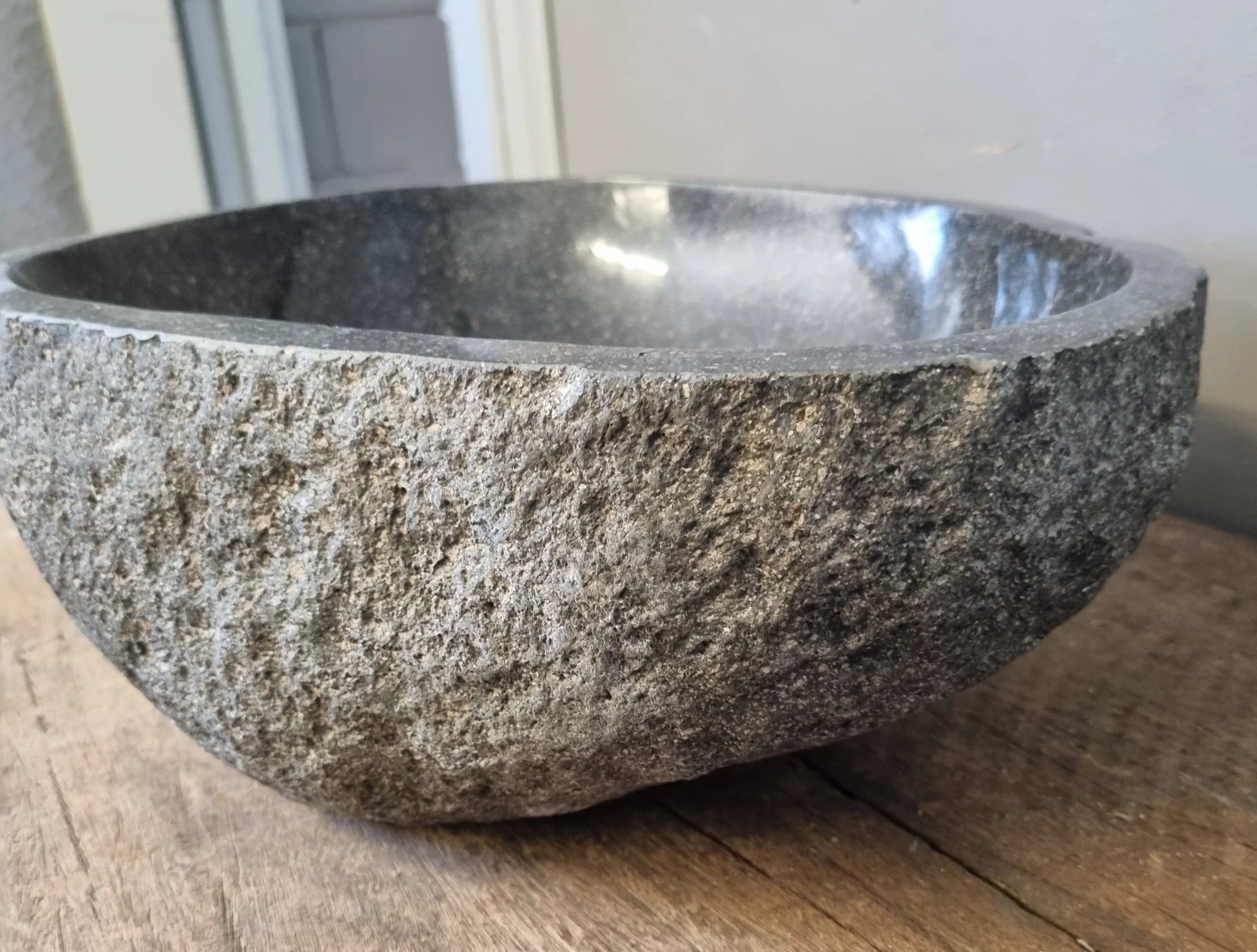 Handmade Natural Oval River Stone Bathroom Basin - Image 4
