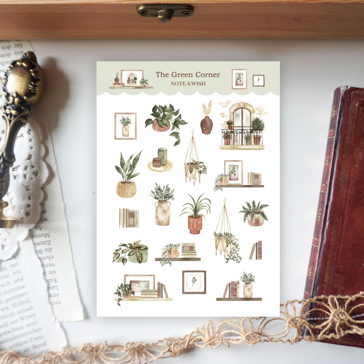 Green Corner- Washi Paper Stickers– Note And Wish