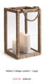 rattan and glass lantern large