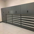 Industrial shelving with drawers and doors