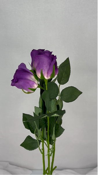Purple Real Touch Rose Open Bud - Realistic Artificial Flowers - Image 4