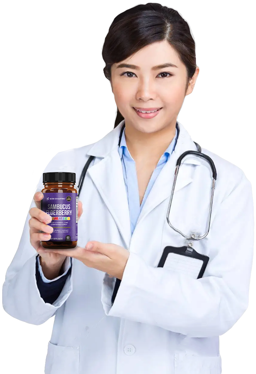 A doctor holding the best elderberry gummy supplement