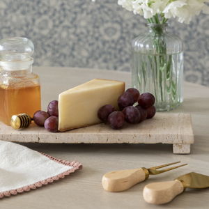 Beige Travertine Footed Serving Board