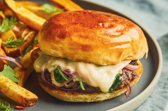 Smash Burgers with Onions, Spinach and Garam Masala