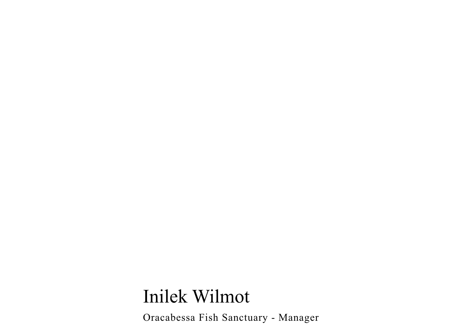 Inilek Wilmot. Oracabessa Fish Sanctuary Manager