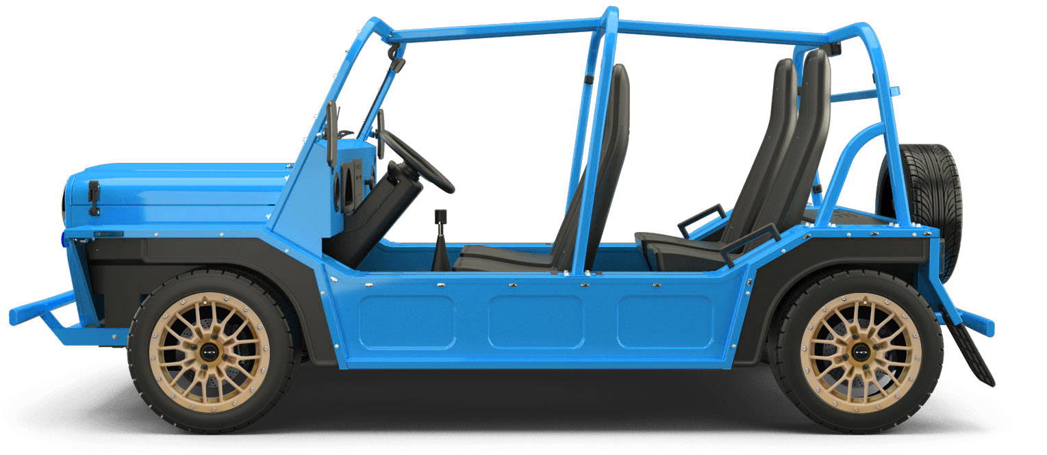 MOKE Electric Vehicles + HD Golf Wheels RTC Custom Wheel & Tire Packages for St. Bart's Blue 14 inch with Tire