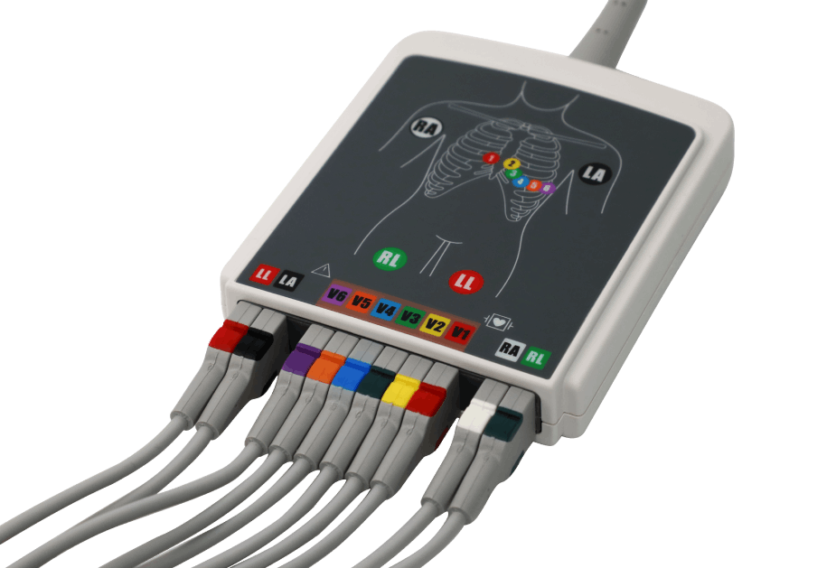 Macchina ECG Biocare iE6 dotata di un esclusivo modulo di acquisizione dati ECG con fili conduttori indipendenti