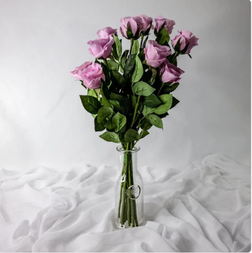 Vintage Lilac Real Touch Rose Half Bloom - Realistic Artificial Flowers - Image 2