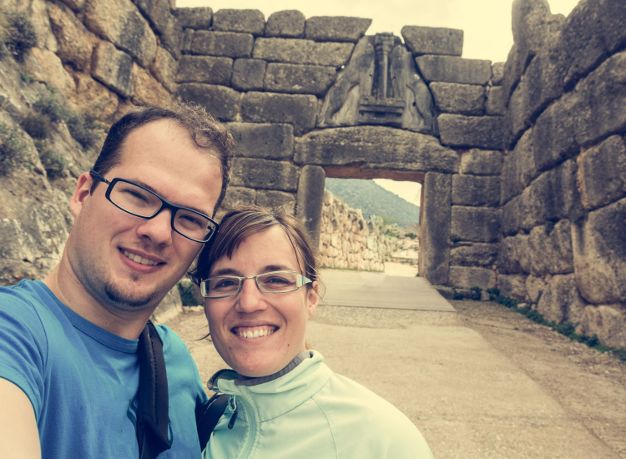 Lion gate entrance to ancient Mycenae, Greece