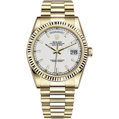 Rolex Day-Date 36 White Index Dial President Bracelet